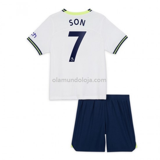 Camisola Tottenham Hotspur Heung-min 7 Criança Equipamento Primeiro 2022-2023 Manga Corta